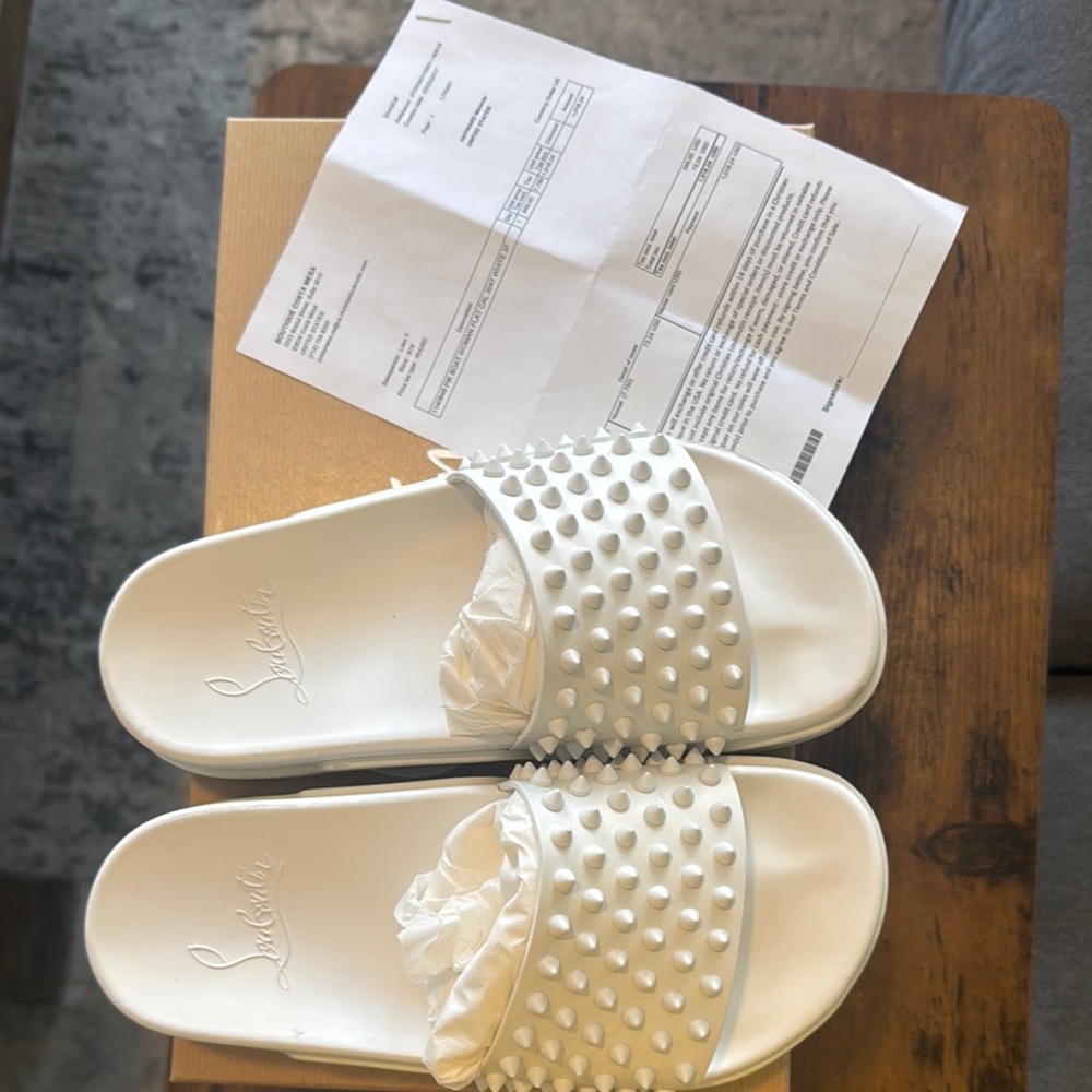 Christian Louboutin White Spiked Sandals - Picture 6 of 6